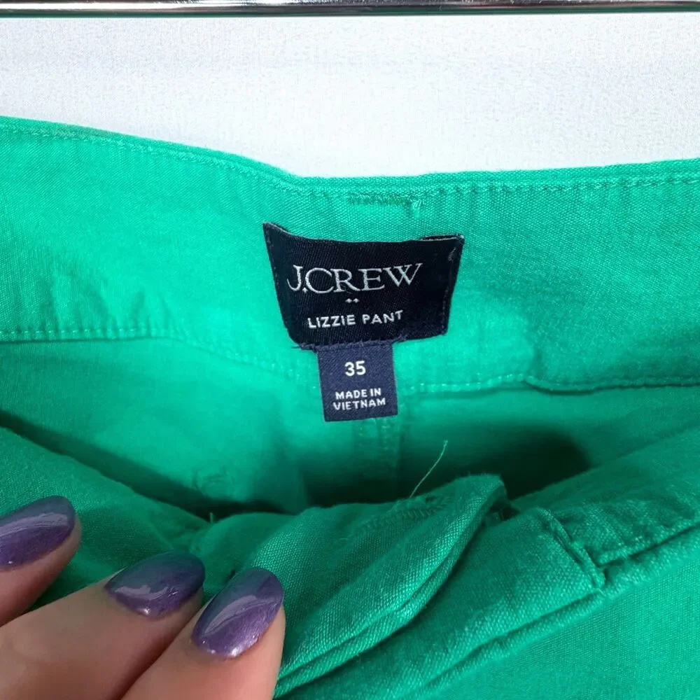NWT J.Crew Lizzie High Rise Patch Pocket Wide Leg Pant Emerald Berry SZ 35/ 20W